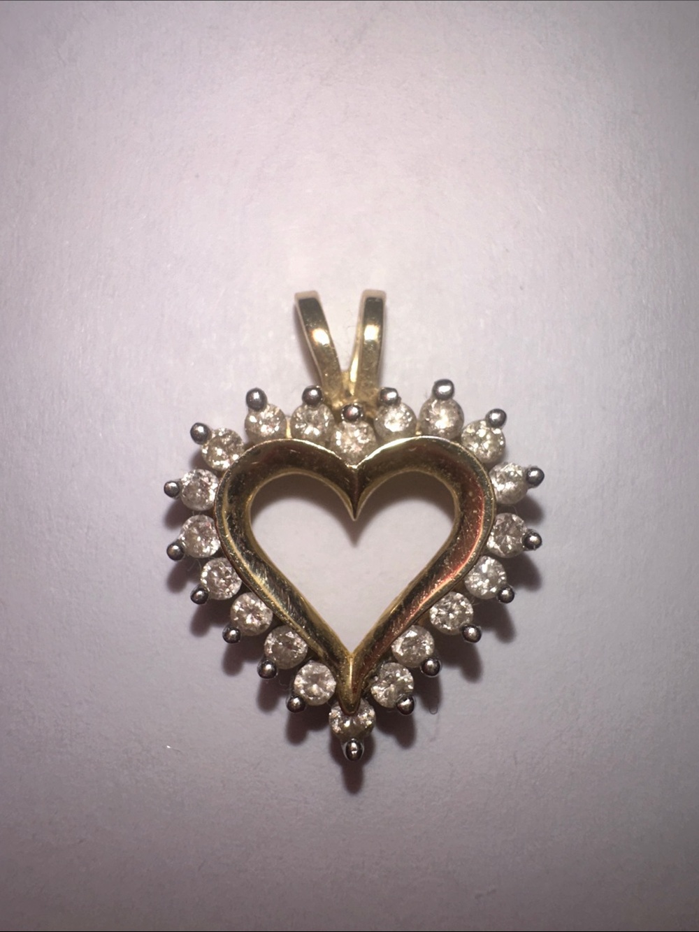 14k Yellow Gold Heart Diamond Pendant with Natural Diamonds